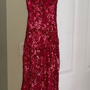 B Darlin Red Sequin Prom Dress